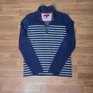 Banana Republic Men's Striped Navy Quarter Zip Size Medium